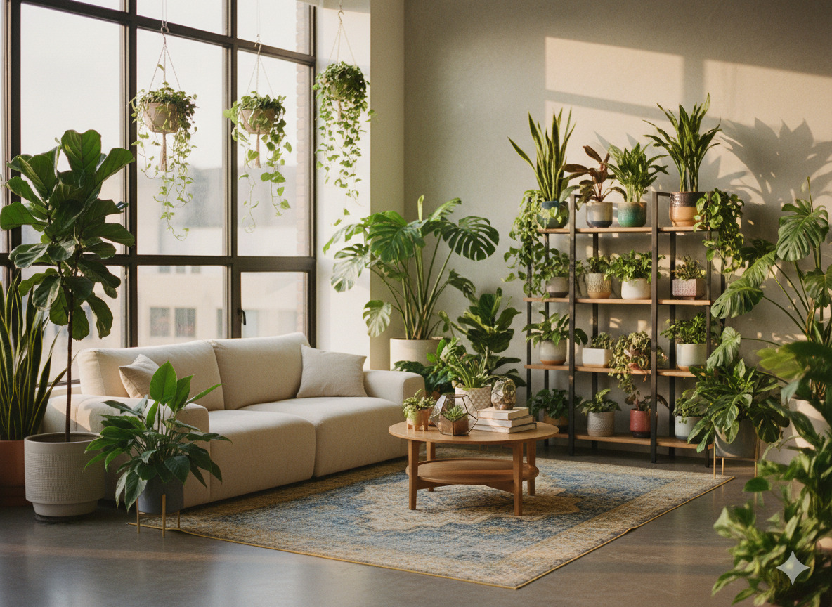 Plants in living room